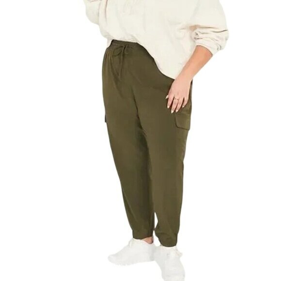 Old Navy StretchTech Green Cargo High Waist Joggers - Picture 3 of 9